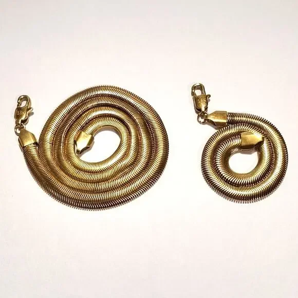 18k Gold Plated Necklace & Bracelet Snake Chain Birthday Valentine's Gift NEW!